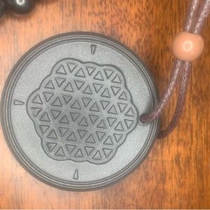 27 Minerals Protective Large Stone Necklace Double Sided Sacred Geometry